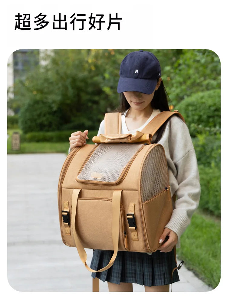 Portable Cat Backpack Expandable Large Capacity Pet Backpack Foldable
