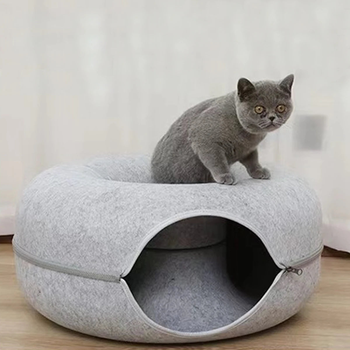 Zavero™ Cat Tunnel Nest Bed — Felt Scratcher Donut Sleeping Toy
