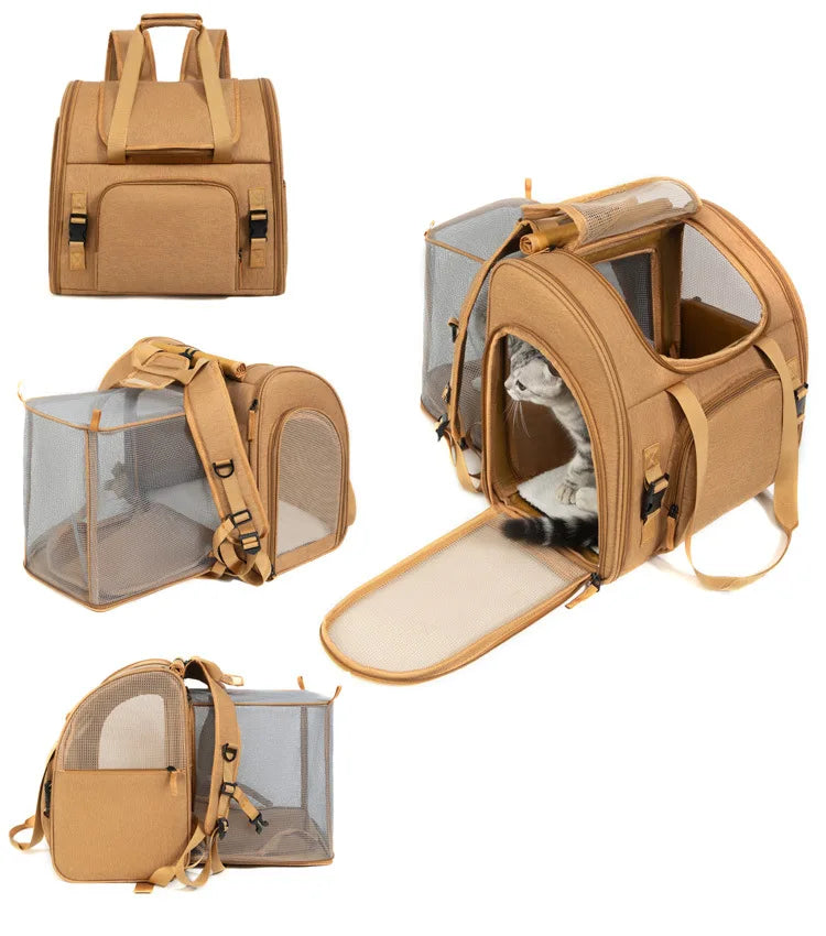 Portable Cat Backpack Expandable Large Capacity Pet Backpack Foldable