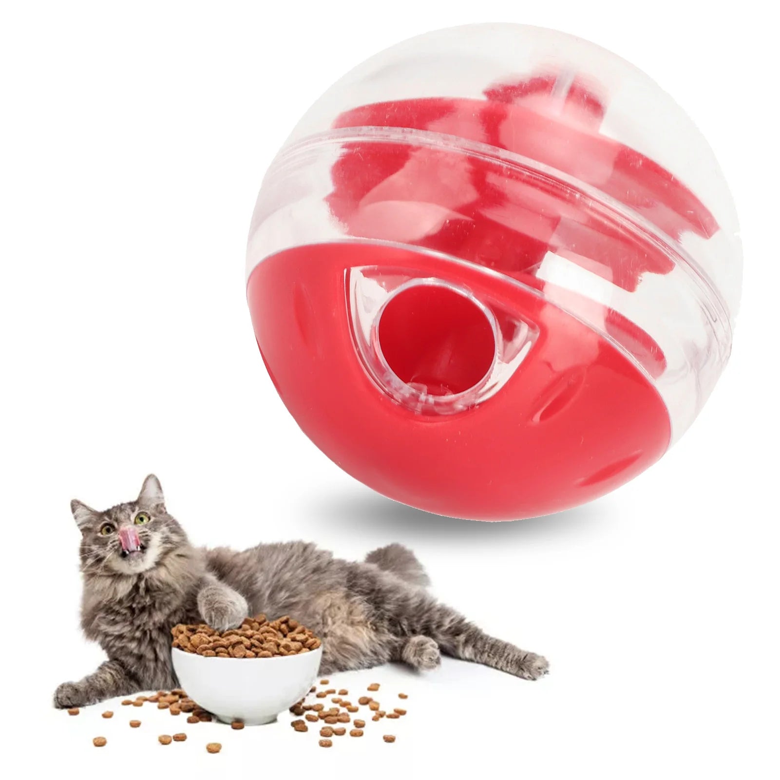 Cat Treat Dispensing Ball Bite Resistant Interactive Pet Slow Feeder Puzzle Ball for Kitten Cat Food Dispensing Ball
