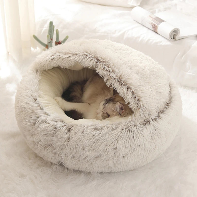 Zavero™ Cave Cat Nest — Plush Warm Sleeping Bed for Kittens