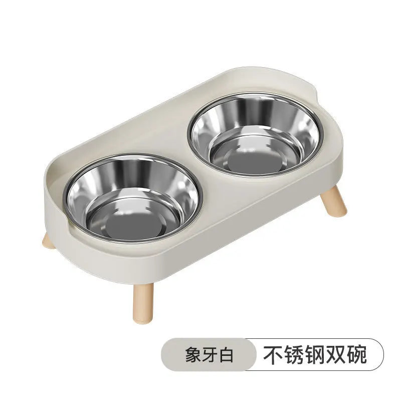 Dopamine Colorful Elevated Pet Feeder: Dual Stainless Steel Bowls with Neck Support - Fashion Food & Water Station for Pets