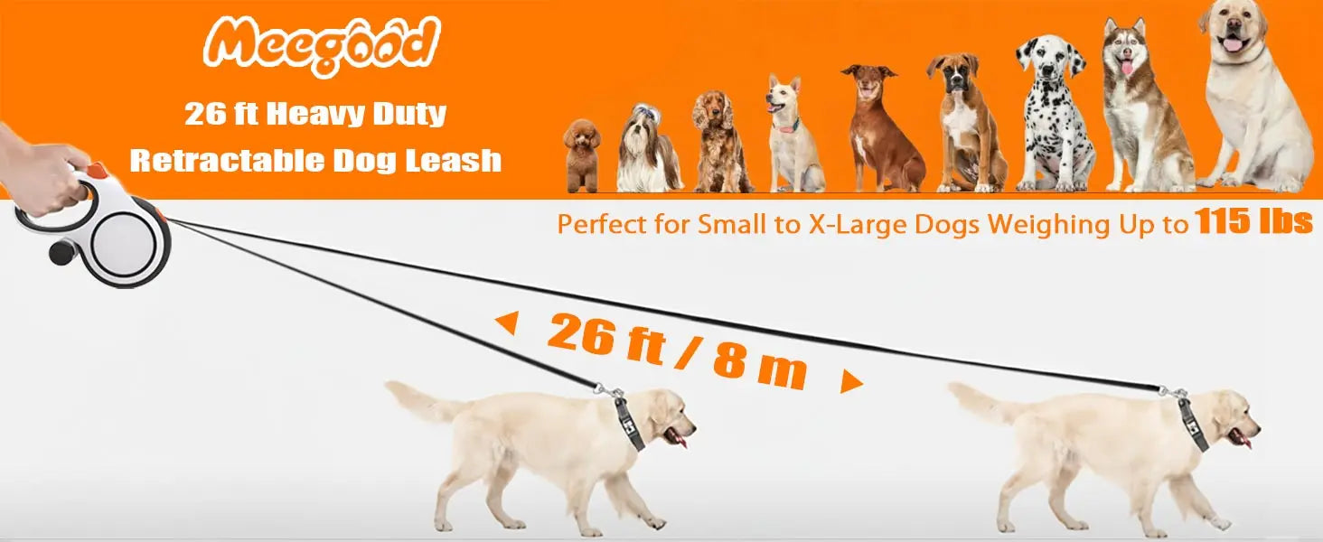Zavero™ Heavy-Duty Retractable Leash — All-Size Dog Lead