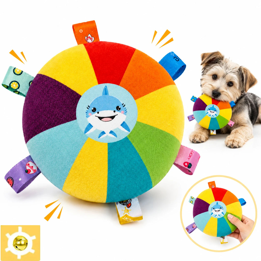 Dog Sounding Plush Toy Bell Cartoon Flying Disc Toy Small Dog Teeth Grinding Toy Wear-resistant Bite-resistant Puppy Pet Product