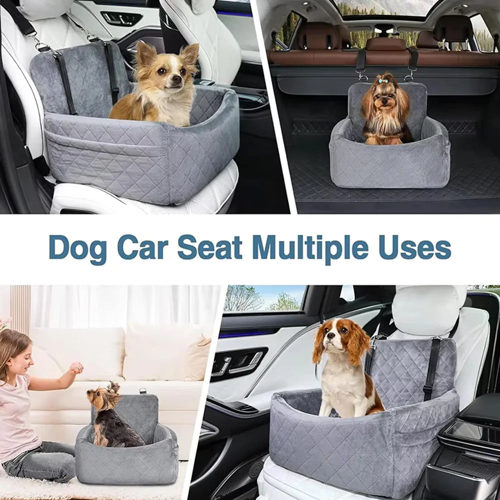 Pet Car Seat Kennel Puppy Cat Out Seat Mat Removable Washable Anti-Slip Base Front and Rear Row Dog Out Safety Seat Travel Nest