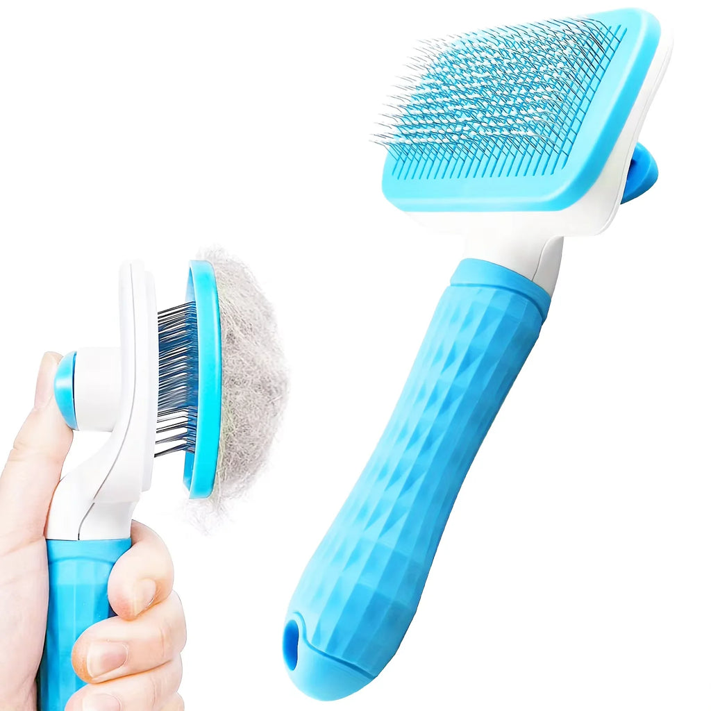 Self-Cleaning Pet Brush,One-Click Hair Removal, Round Tip Slicker for Dogs & Cats, Anti-Slip Handle, Removes Loose Fur & Tangles