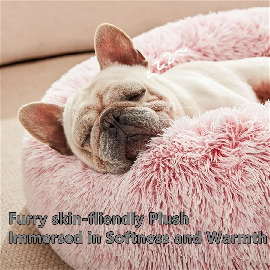 Zavero™ Donut Cat Bed — Plush Faux Fur Washable Calm Nest