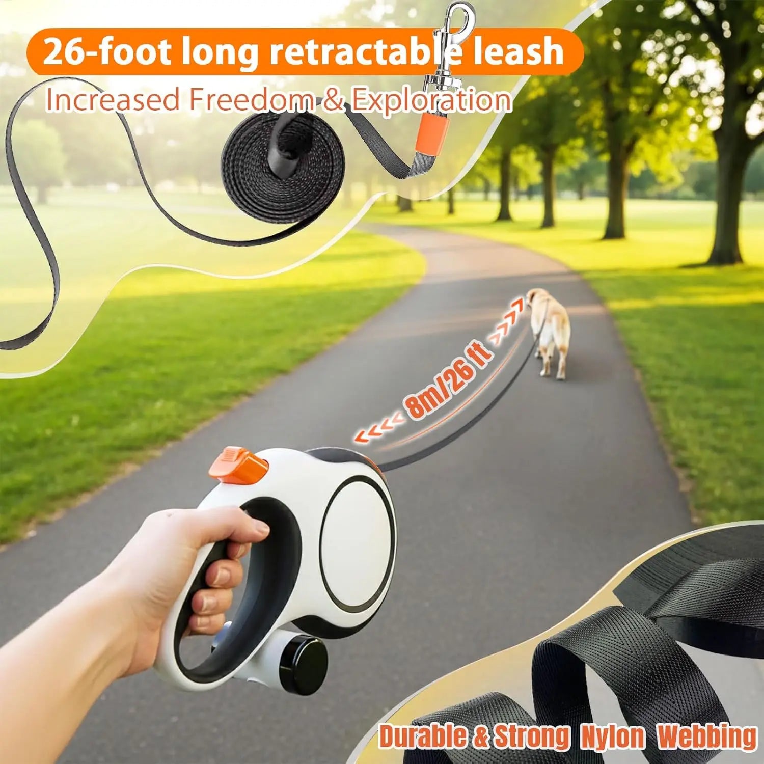 Zavero™ Heavy-Duty Retractable Leash — All-Size Dog Lead
