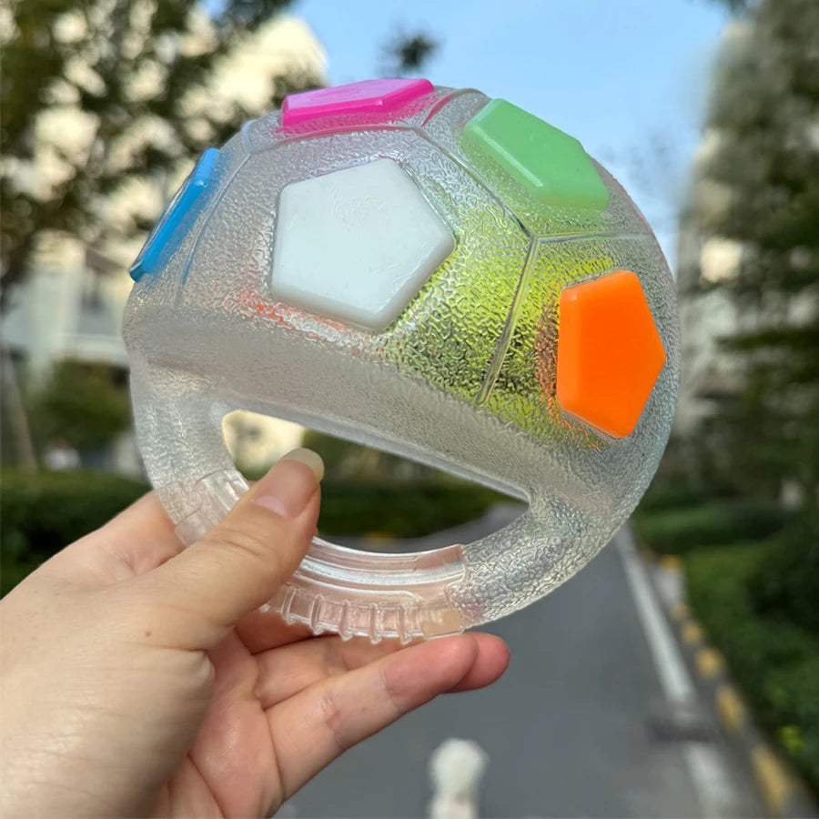 Dog Toys Soccer Ball with Handle Outside Squeaky Floating for Tug of War Dog Tug Toy for Small Mudiem Large Breed Playing Gifts