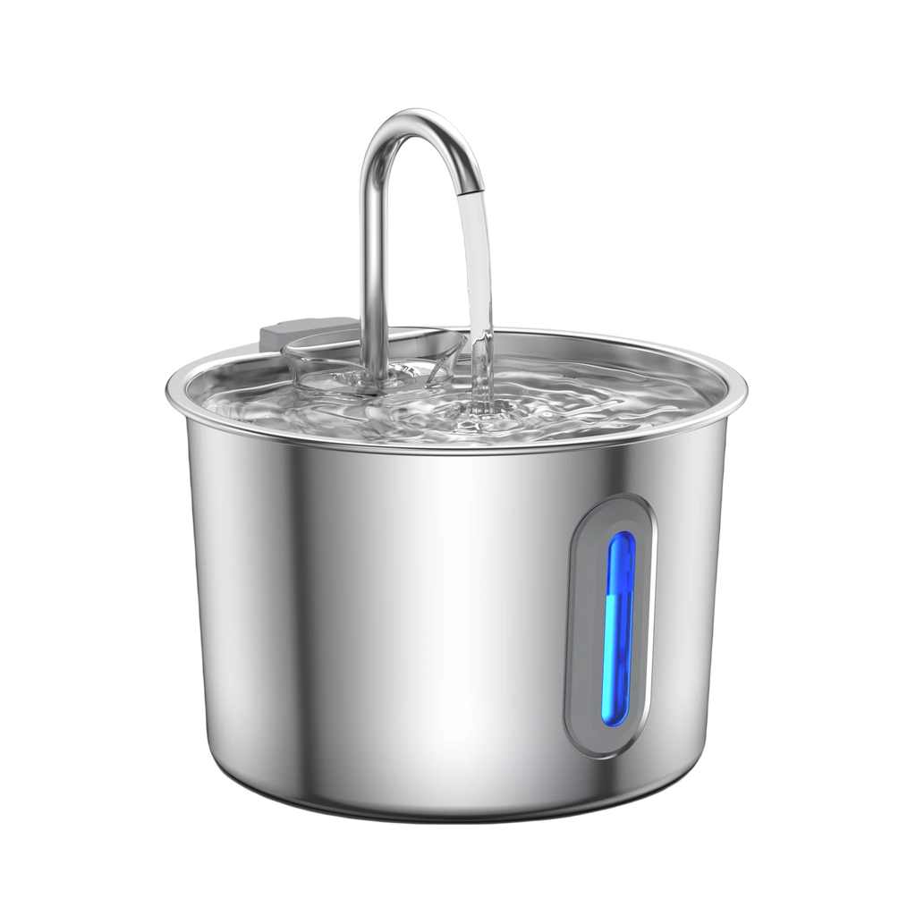 Stainless Steel Cat & Dog Water Fountain 2.2L Ultra Quiet USB Powered Automatic Pet Drinking Fountain Durable for Indoor Pets