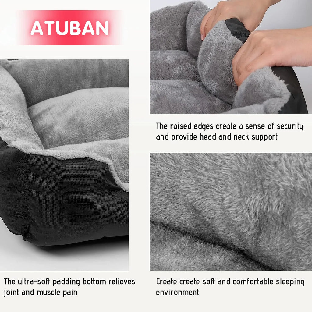 Zavero™ Soft Square Dog Sofa — Washable Warm Kennel Cushion