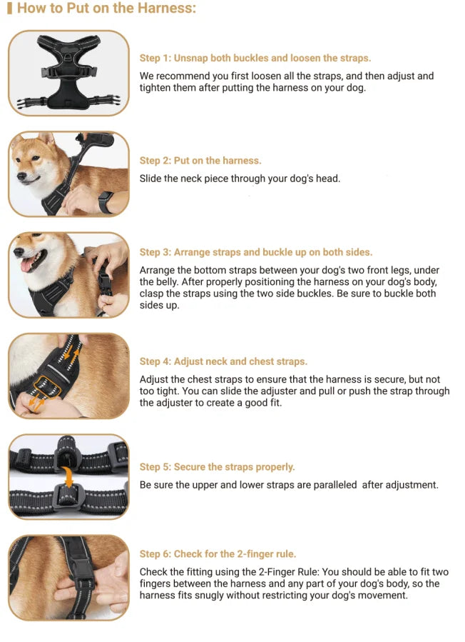 No Pull Dog Harness Front Clip Heavy Duty Reflective Easy Control Handle for Large Dog Walking