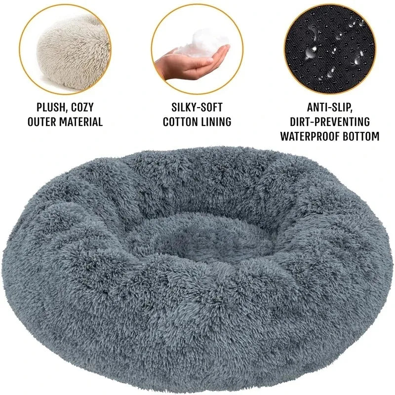 Zavero™ Round Plush Pet Bed — Washable Warm Basket Sofa