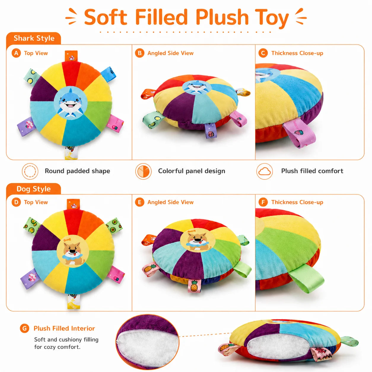 Dog Sounding Plush Toy Bell Cartoon Flying Disc Toy Small Dog Teeth Grinding Toy Wear-resistant Bite-resistant Puppy Pet Product