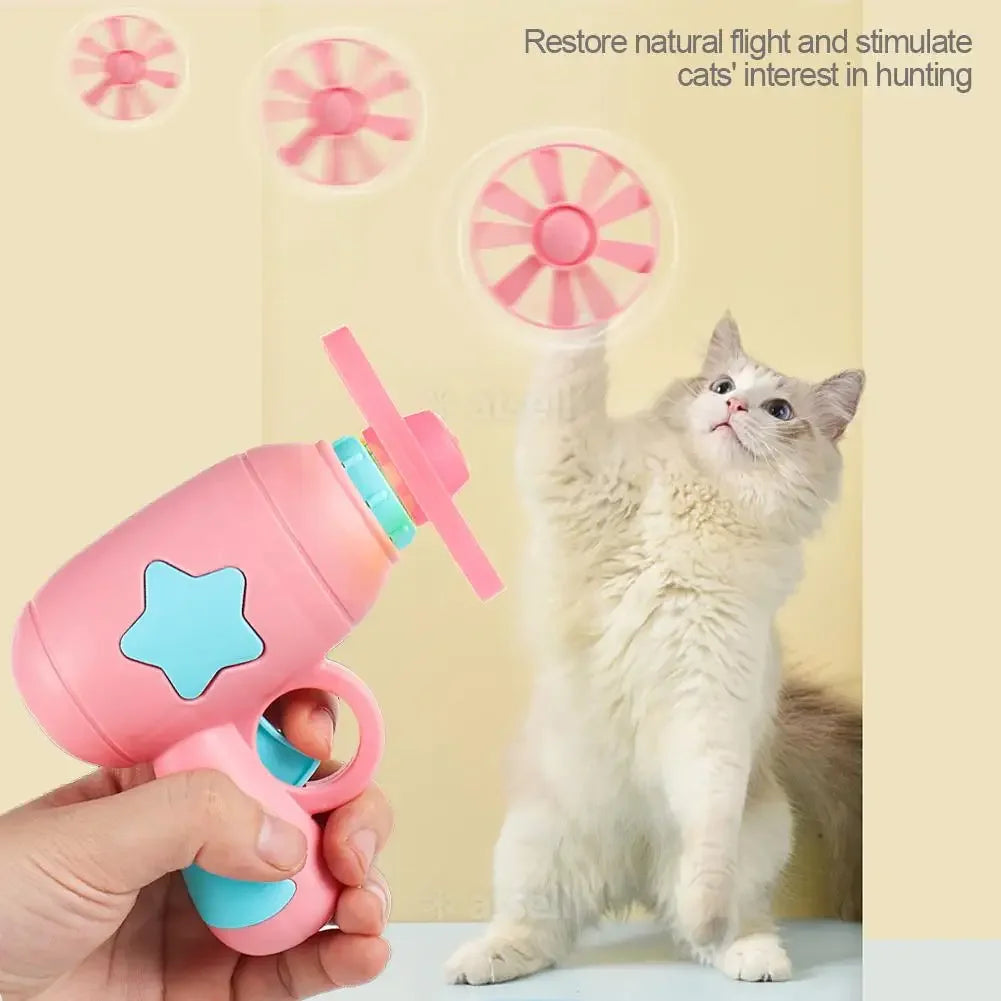 Funny Cat Toy Interactive Launch Pet Training Toy For Kitten Mini Flying Disc Shooting Gun Chasing Games Cat Toys Pet Supplies