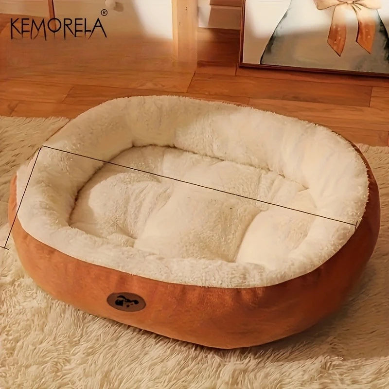 Zavero™ Oval Snuggle Cat Bed — Plush Warm Nest for All Seasons