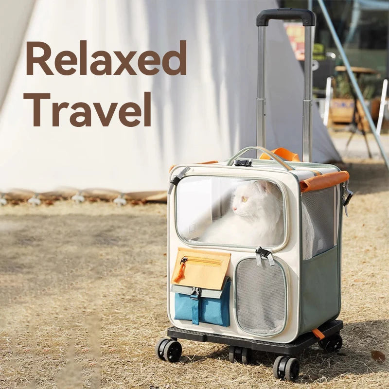 HOOPET Cats Travel Bag Portable Out Pet Trolley Suitcase Universal  Small Dogs Bag Cat Backpack Detachable Pet Supplies