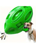 1pc Indestructible Squeaky Rugby Ball Dog Chew Toy - Durable Rubber Ball For Aggressive Chewers, Teething And Play Fun