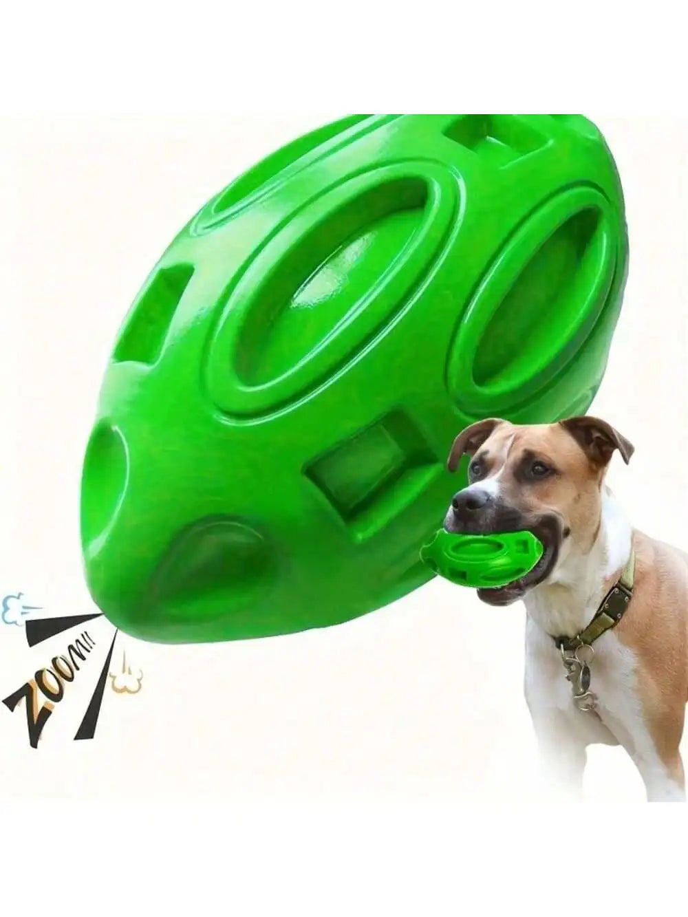 1pc Indestructible Squeaky Rugby Ball Dog Chew Toy - Durable Rubber Ball For Aggressive Chewers, Teething And Play Fun