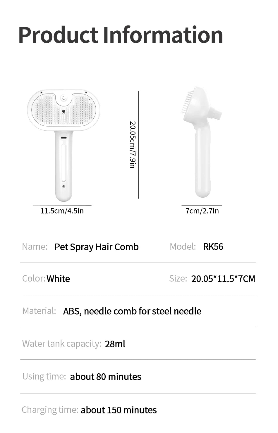Zavero™ Steam Grooming Brush — Electric Spray Comb for Pets