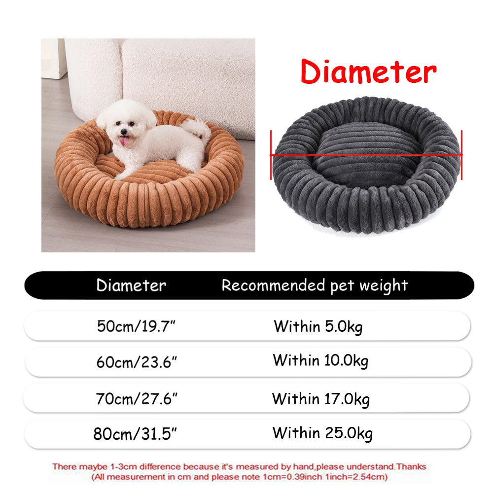 Zavero™ Round Plush Pet Bed — Washable Warm Basket Sofa