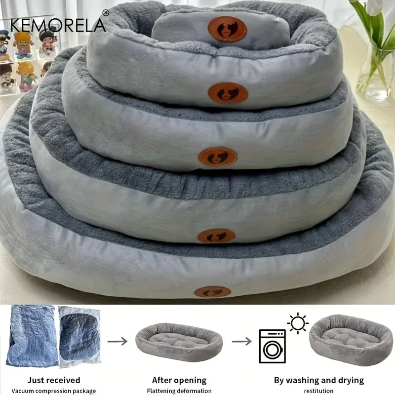 Zavero™ Oval Snuggle Cat Bed — Plush Warm Nest for All Seasons