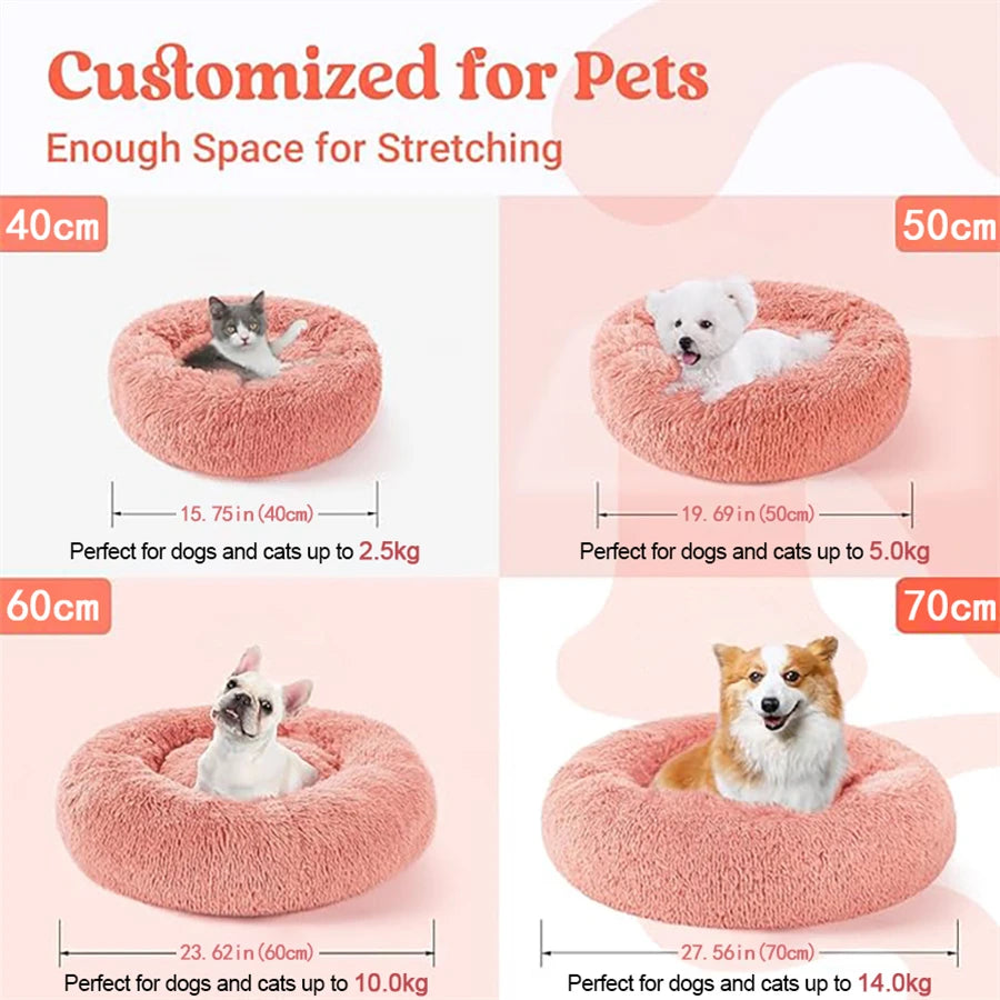 Zavero™ Donut Cat Bed — Plush Faux Fur Washable Calm Nest