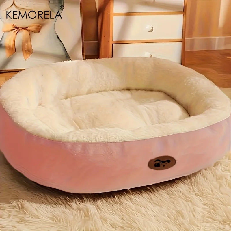 Zavero™ Oval Snuggle Cat Bed — Plush Warm Nest for All Seasons