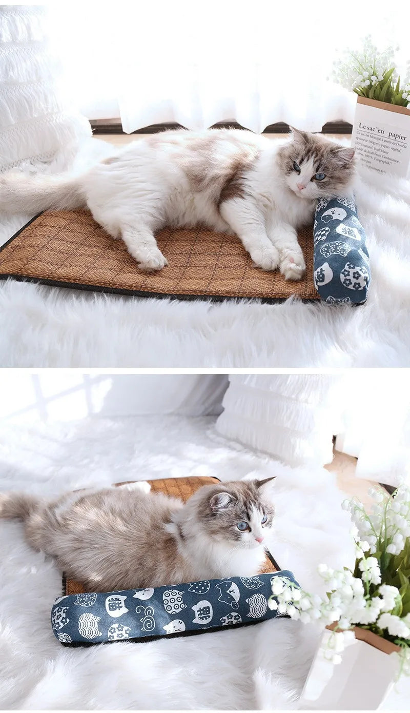 Zavero™ Rattan Cooling Cat Mat — Natural Self-Cool Summer Bed