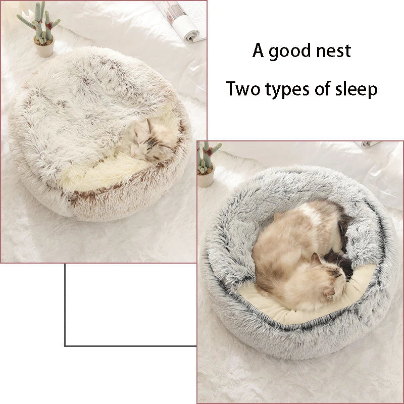 Zavero™ Cave Cat Nest — Plush Warm Sleeping Bed for Kittens