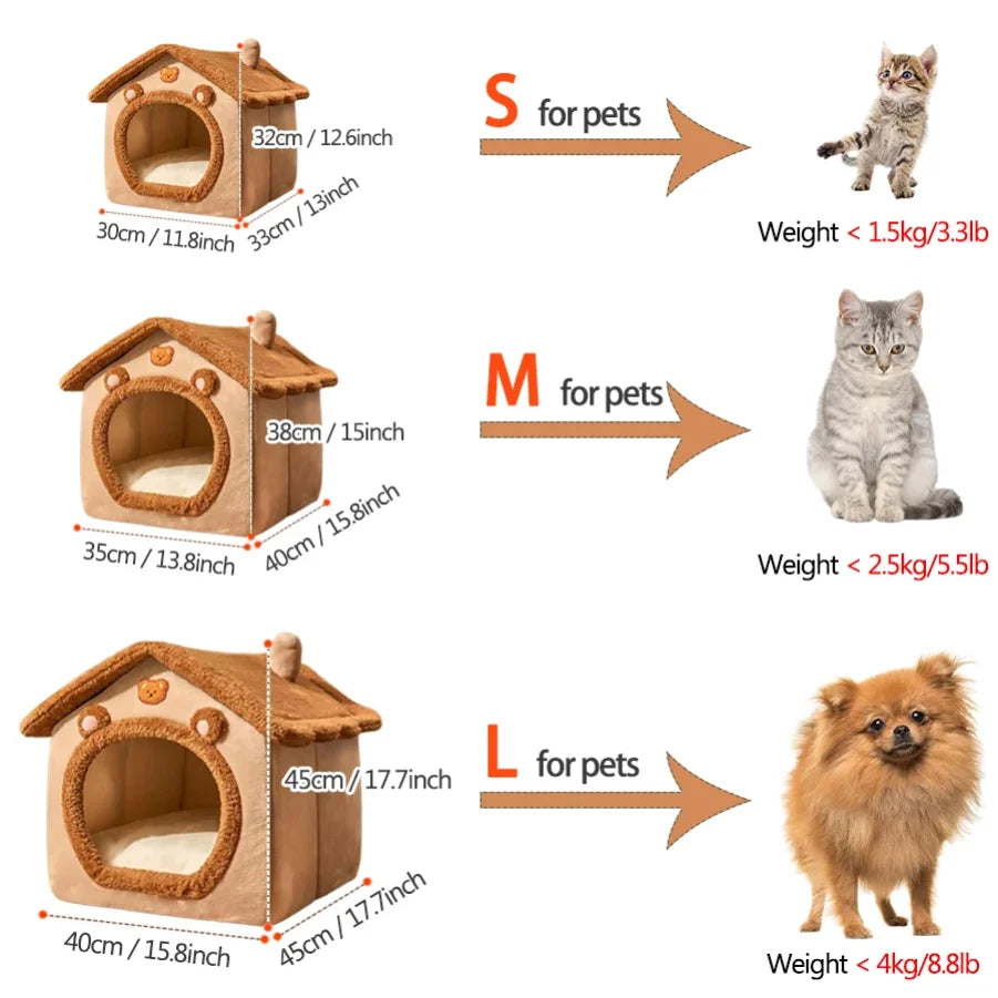 Zavero™ Foldable Pet Cave House — Washable Sofa Bed for Cats