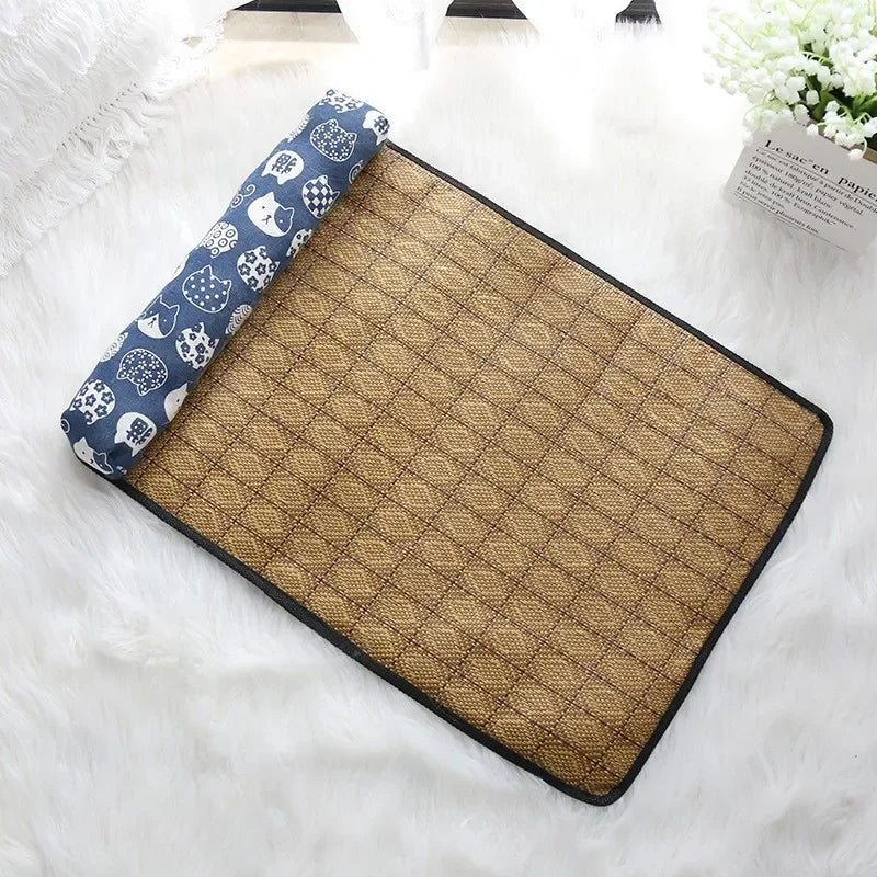 Zavero™ Rattan Cooling Cat Mat — Natural Self-Cool Summer Bed