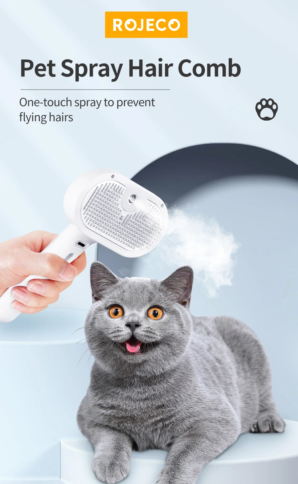 Zavero™ Steam Grooming Brush — Electric Spray Comb for Pets