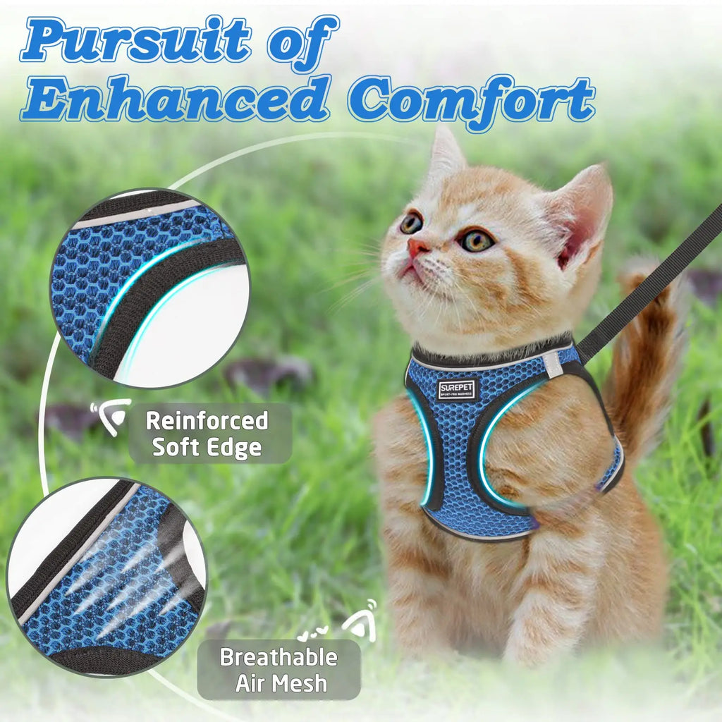 Cat Dog Harness with Lead Leash Adjustable Vest Polyester Mesh Breathable Harnesses Reflective sti for Small Dog Cat accessories
