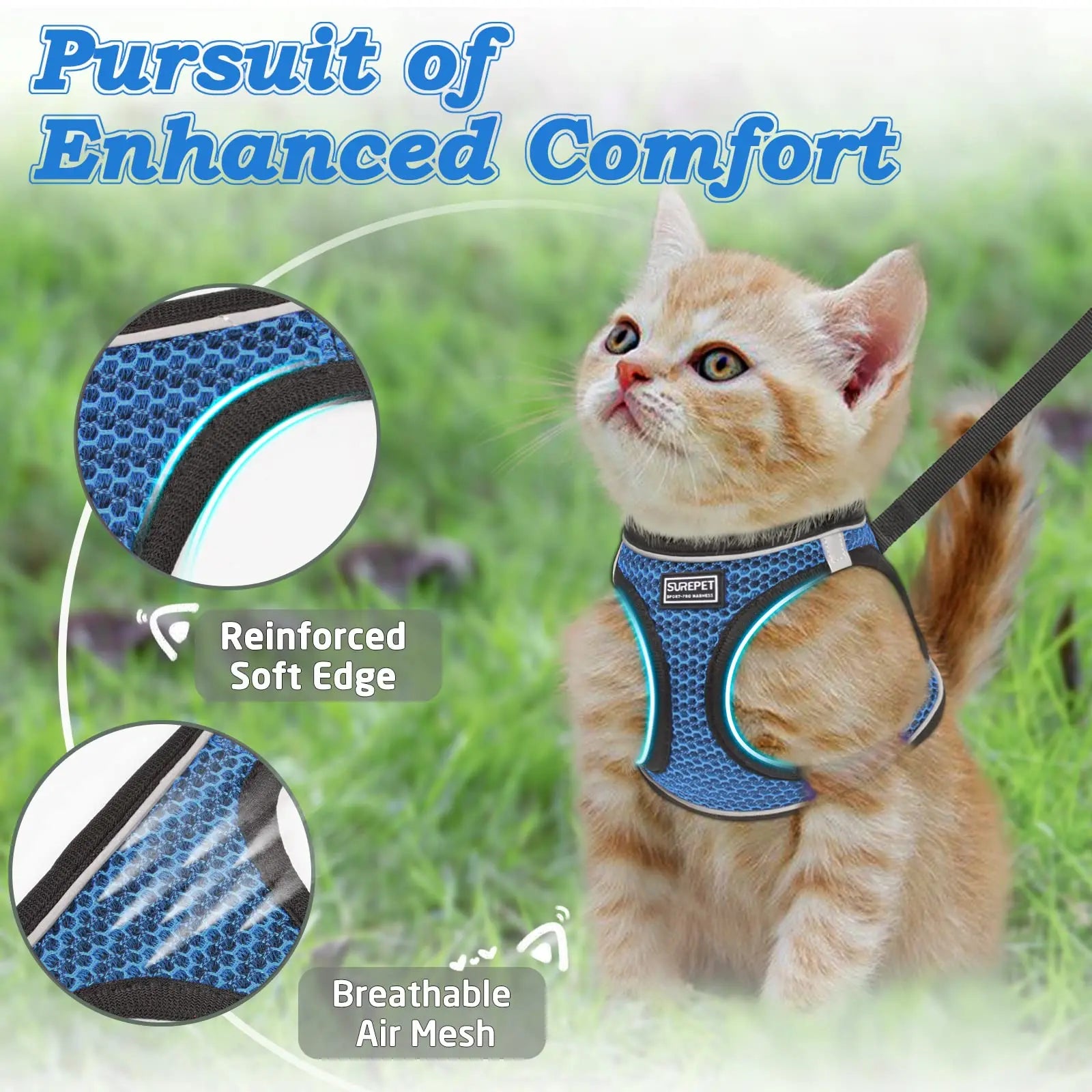 Cat Dog Harness with Lead Leash Adjustable Vest Polyester Mesh Breathable Harnesses Reflective sti for Small Dog Cat accessories