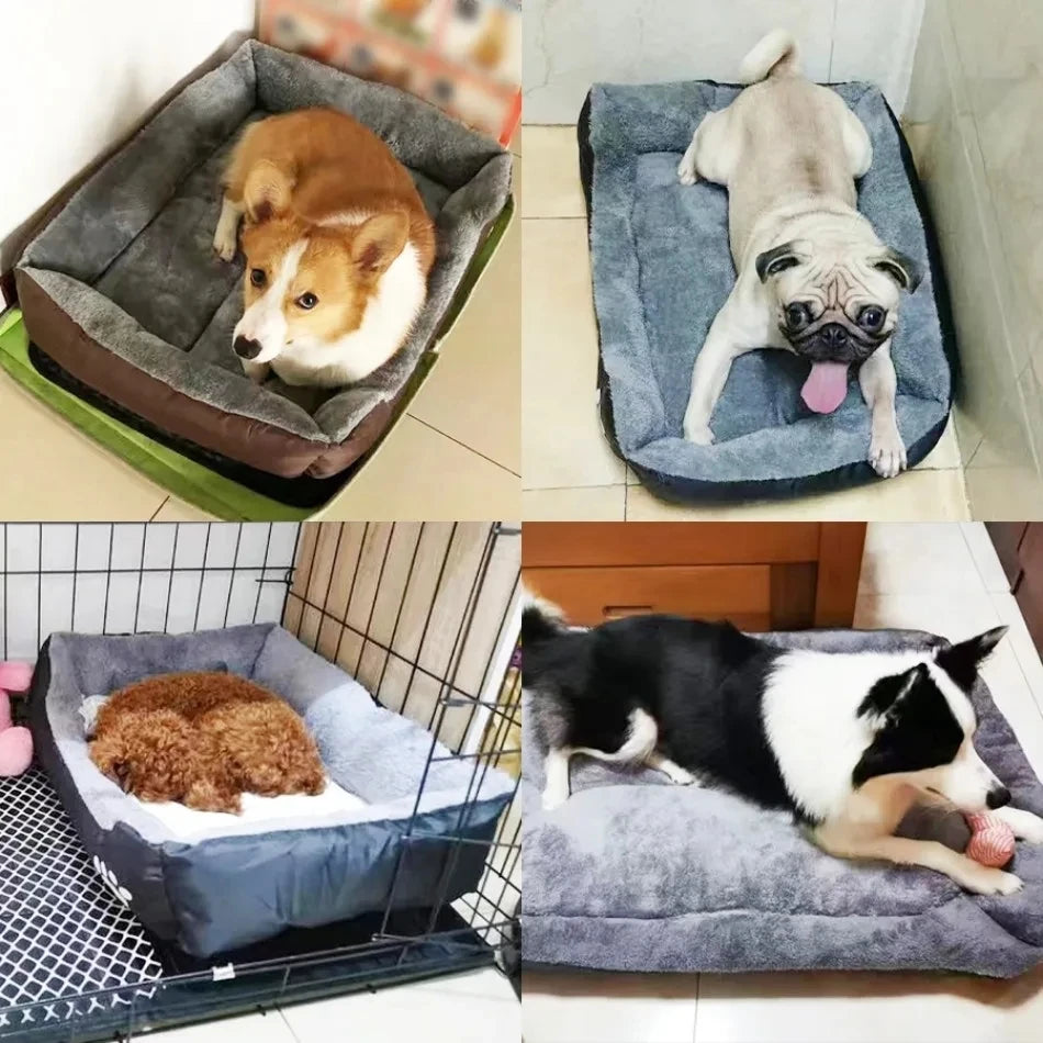 Zavero™ Soft Square Dog Sofa — Washable Warm Kennel Cushion