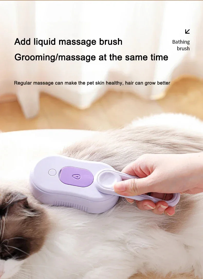3 in 1 Pet Electric Steam Brush Cat and Dog Cleaning Spray Massage Grooming Comb Retractable Handle Pet Hair Removal BeautyBrush