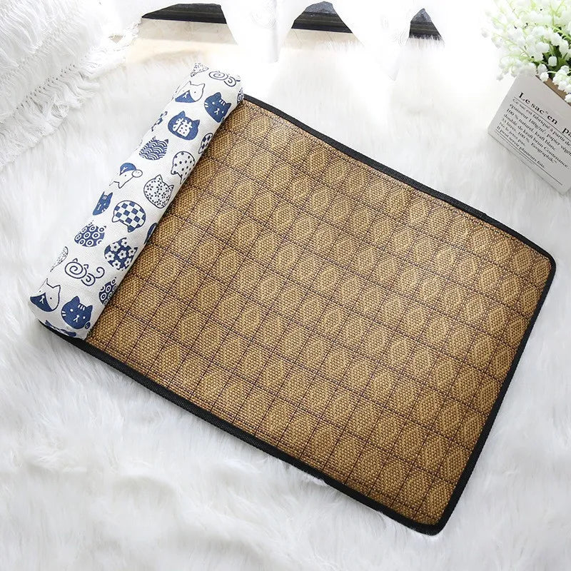 Zavero™ Rattan Cooling Cat Mat — Natural Self-Cool Summer Bed