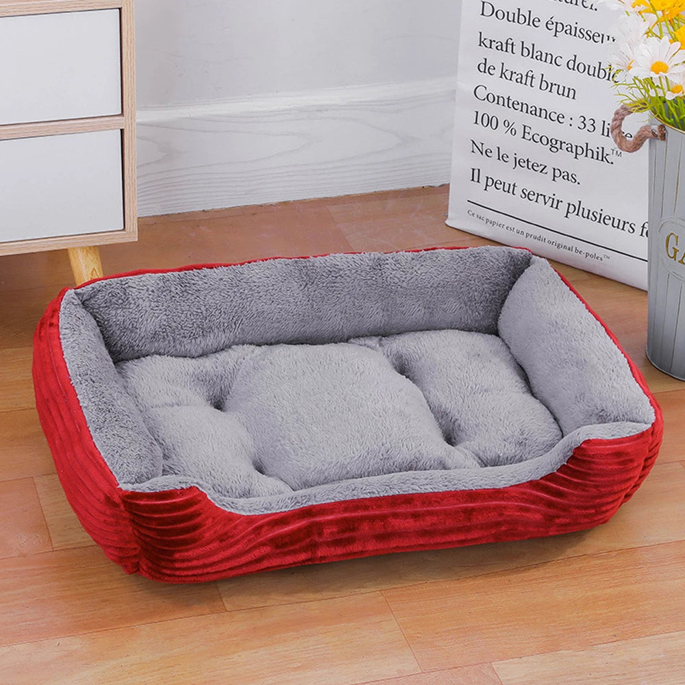 Zavero™ Soft Square Dog Sofa — Washable Warm Kennel Cushion