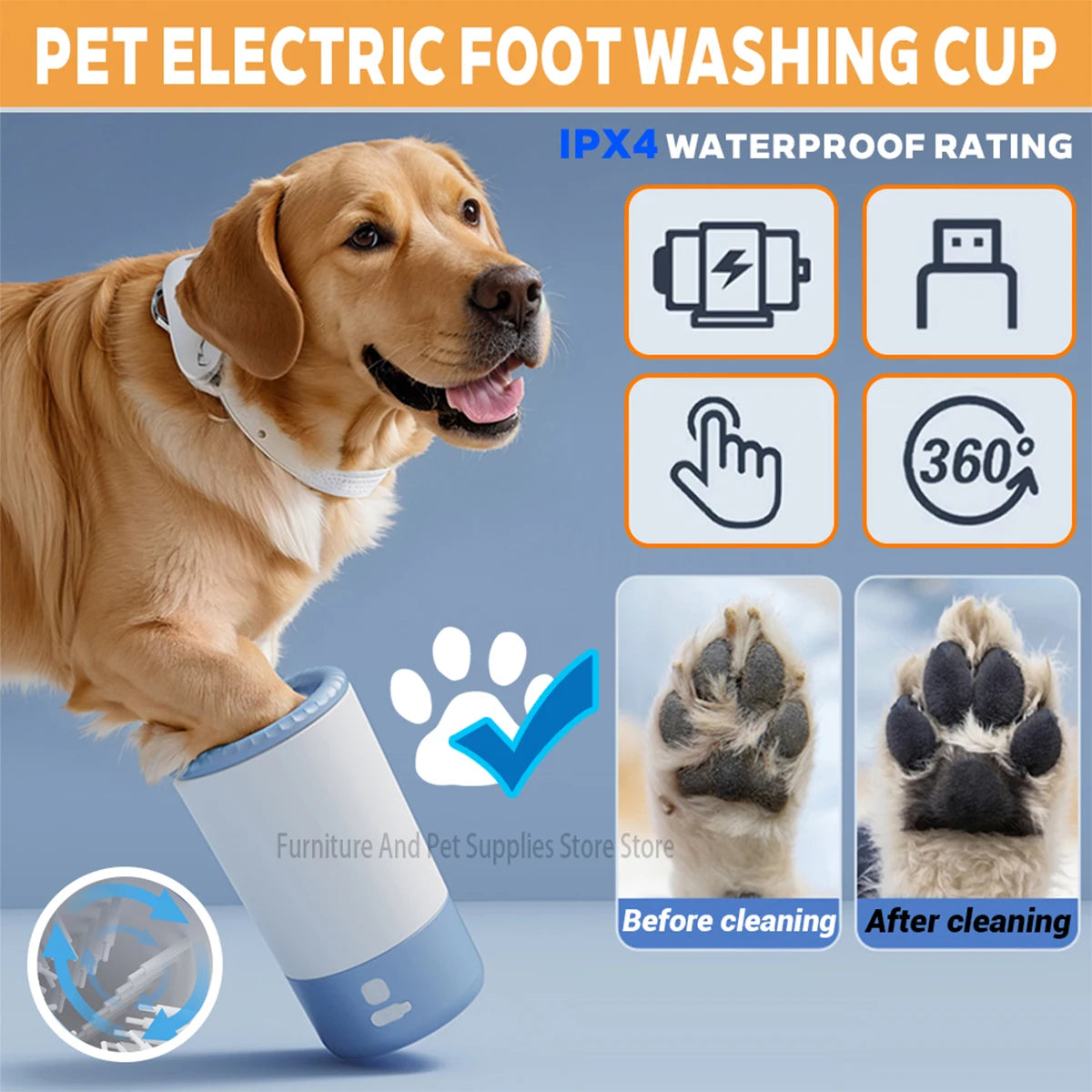Zavero™ Electric Paw Washer — Quiet Waterproof Foot Cleaner