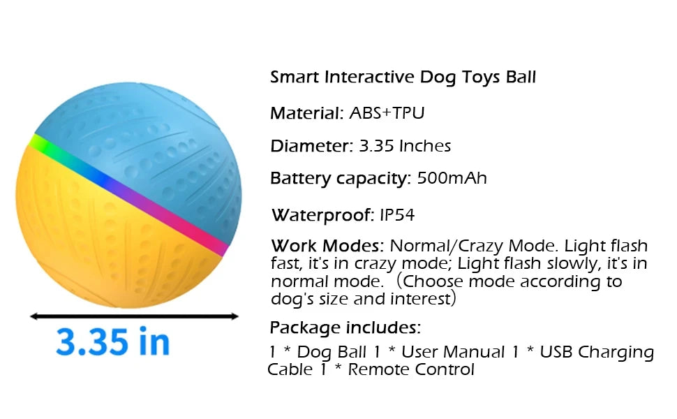 Active Roling Ball for Dogs - 2.2" Sturdy Motion Actived Interactive Dog Ball for Puppy/Small/Medium Dogs, USB Rechargeable Ball
