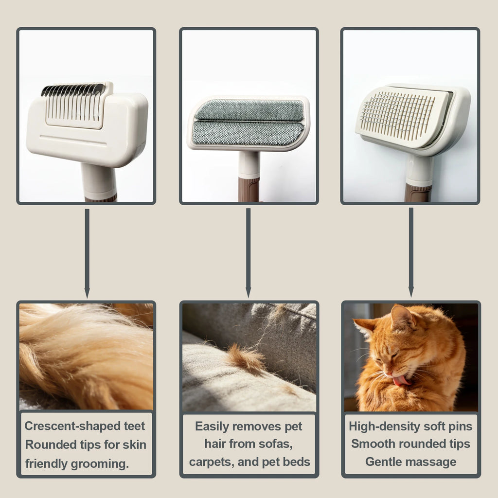 Pet Hair Remover Dog Brush 3 in 1 Undercoat Rake Dog grooming Detangler Slicker Skin Friendly for Puppy Cat Matted Fur Removal