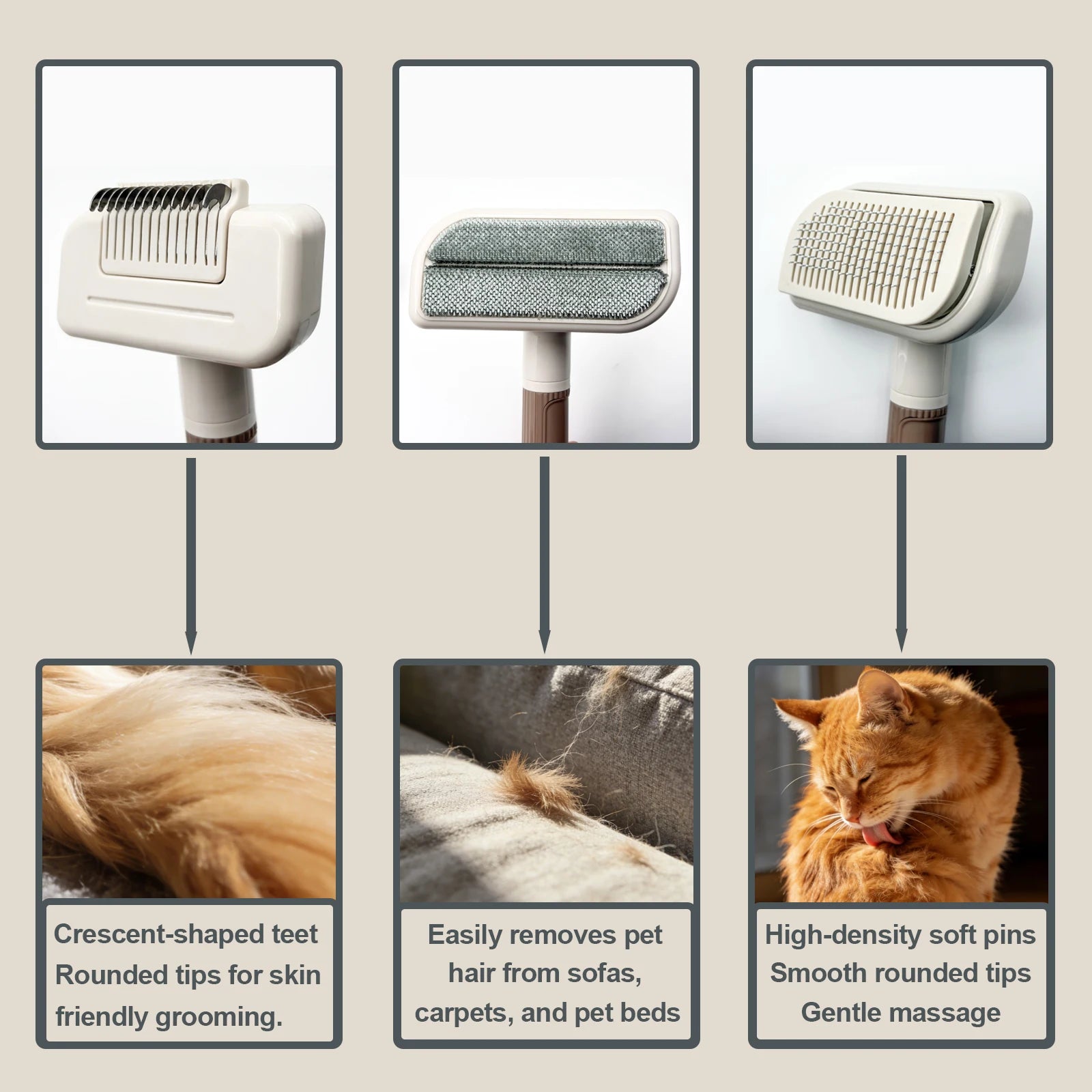 Pet Hair Remover Dog Brush 3 in 1 Undercoat Rake Dog grooming Detangler Slicker Skin Friendly for Puppy Cat Matted Fur Removal