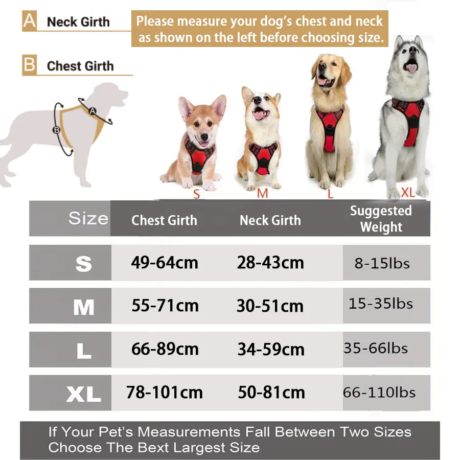 No Pull Dog Harness Front Clip Heavy Duty Reflective Easy Control Handle for Large Dog Walking