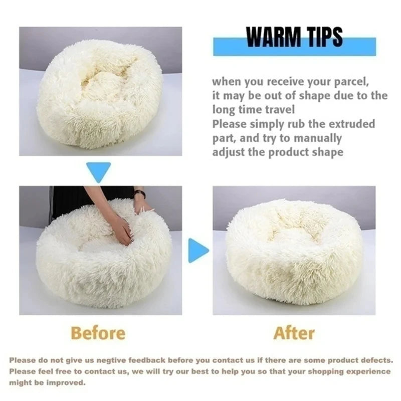 Zavero™ Round Plush Pet Bed — Washable Warm Basket Sofa