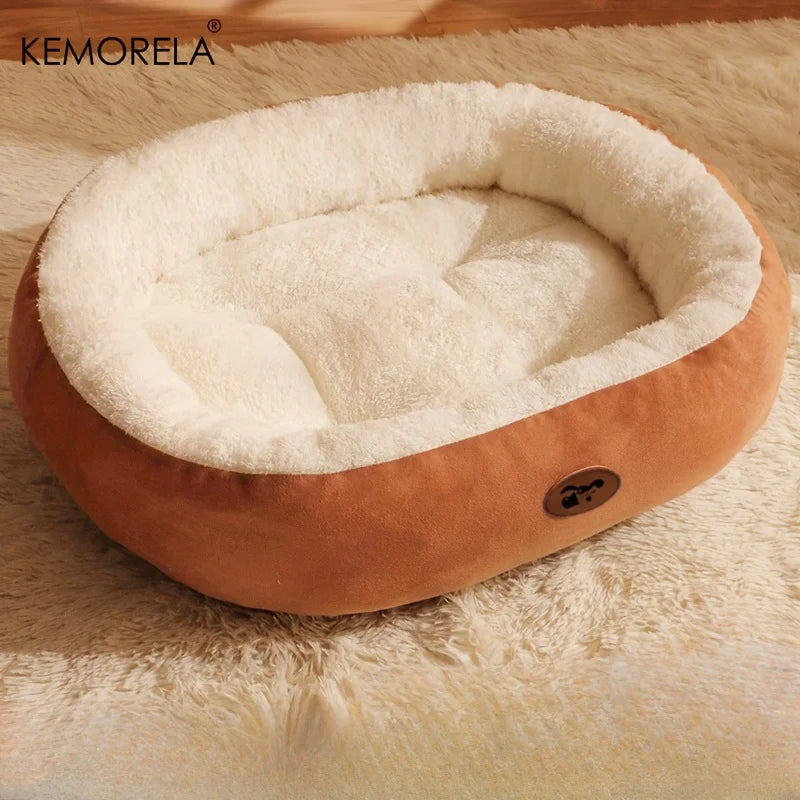 Zavero™ Oval Snuggle Cat Bed — Plush Warm Nest for All Seasons