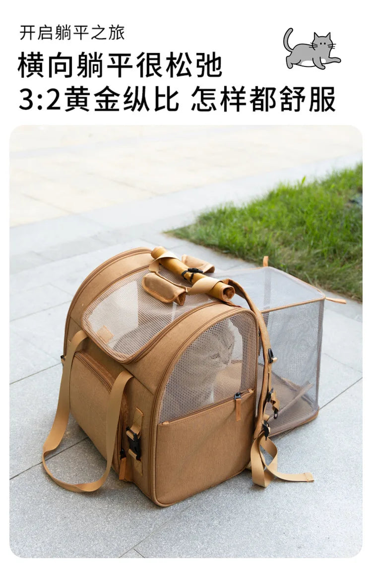 Portable Cat Backpack Expandable Large Capacity Pet Backpack Foldable