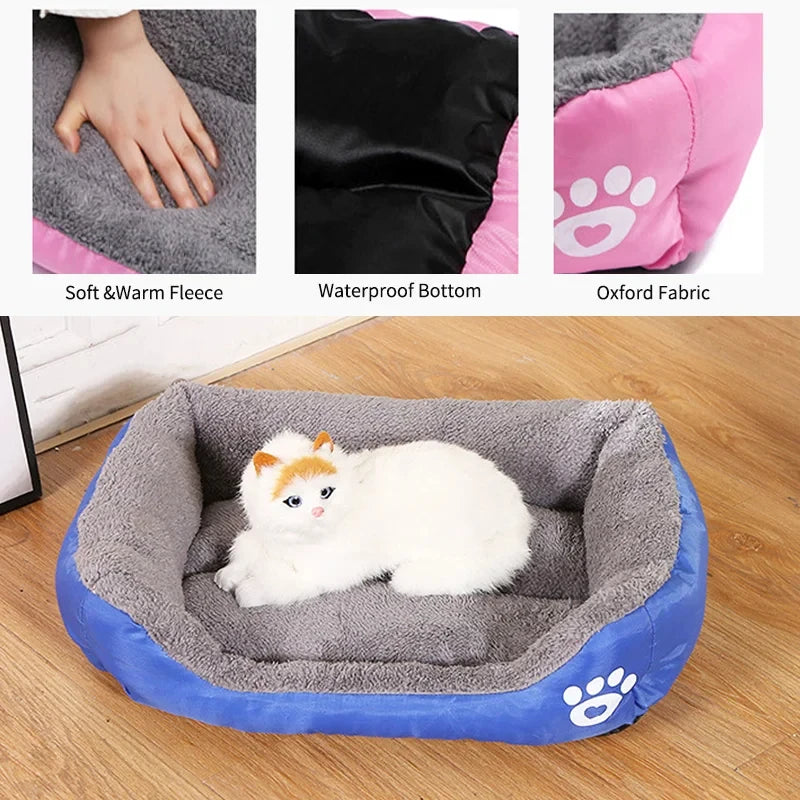 Zavero™ Soft Square Dog Sofa — Washable Warm Kennel Cushion