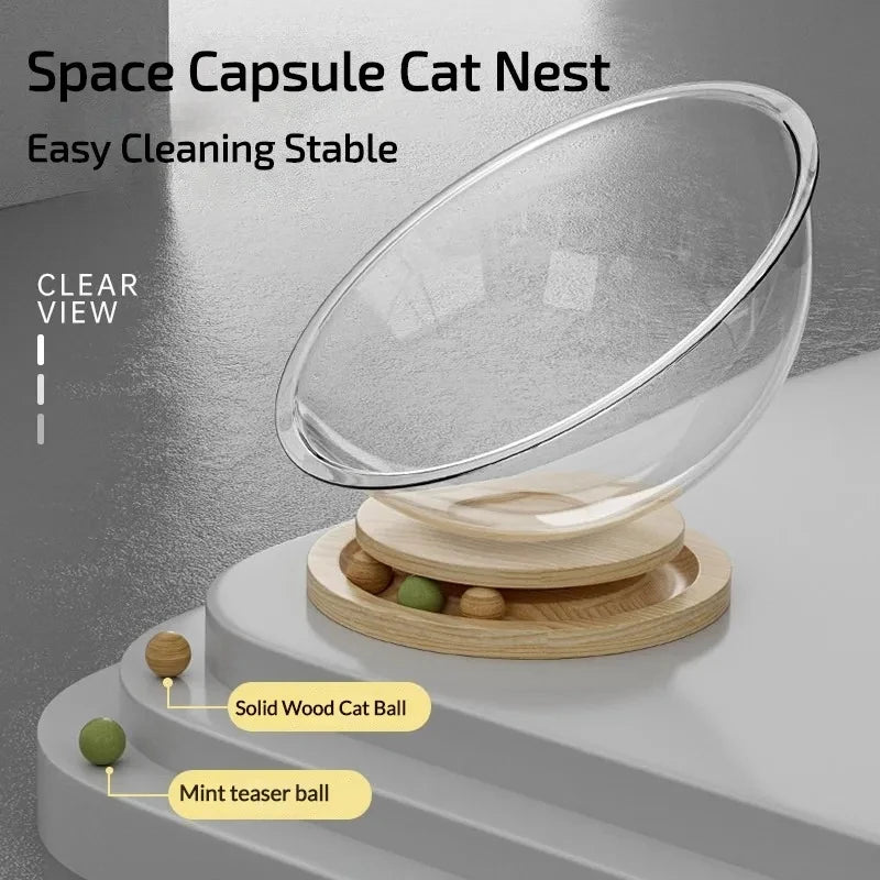 Zavero™ Capsule Cat Sleeping Nest — Clear Cover All-Season Bed