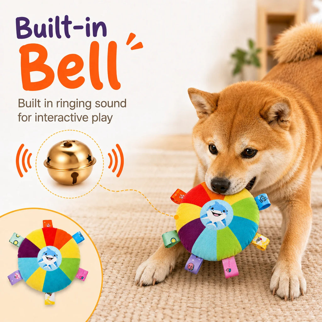 Dog Sounding Plush Toy Bell Cartoon Flying Disc Toy Small Dog Teeth Grinding Toy Wear-resistant Bite-resistant Puppy Pet Product